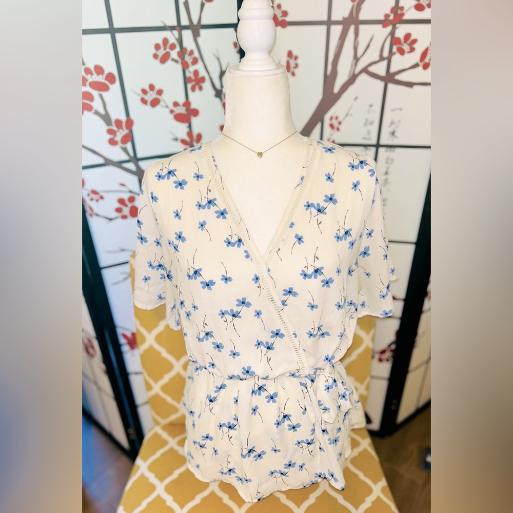 Sienna Sky Floral Tie Waist Peplum Blouse